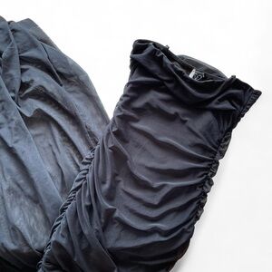 Vintage Y2K Black Ruched Formal or Everyday Wear Mesh Maxi dress